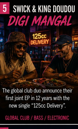 Swick and King Doudou rev the delivery scooter straight into the club