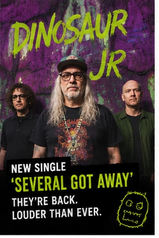 Dinosaur Jr. Several Got Away alt-rock single artwork showing guitars and distortion vibes.
