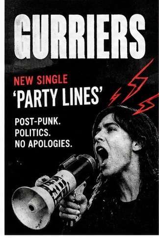 Gurriers Dublin post-punk band artwork with bold political illustration style.