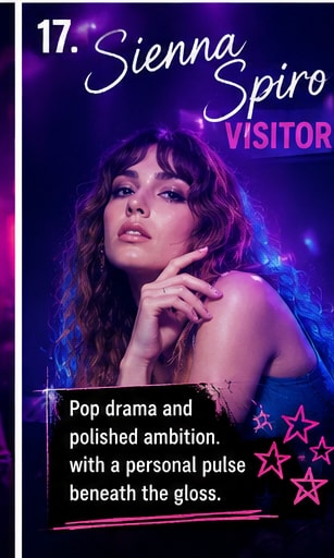 Sienna Spiro Visitor single poster featuring a portrait in deep blue and purple hues.