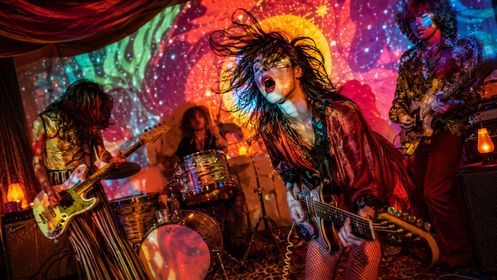 Wine Lips Projector single artwork with garage-psych vibes.