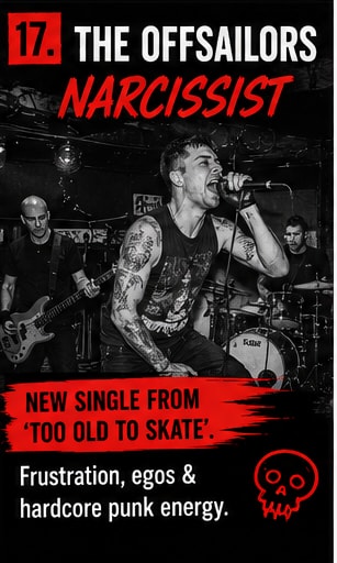 The Offsailors poster graphic detailing their new punk single 'Narcissist'.