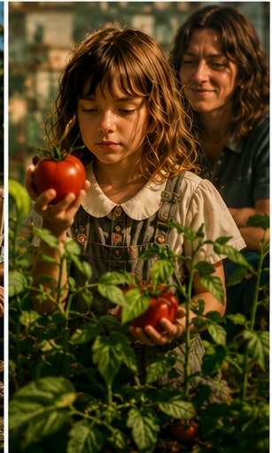Lucy Dacus in Richmond, Virginia, standing in a garden plot with soil on her hands.