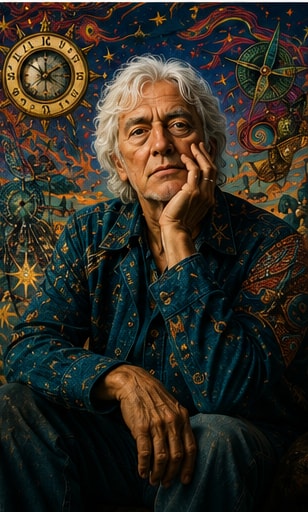 Psych-folk legend Robyn Hitchcock playing a colorful acoustic guitar on a stage in Nashville.