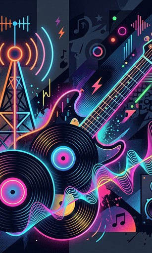 Vibrant and colorful modern collage illustration representing the weekend indie music radar.