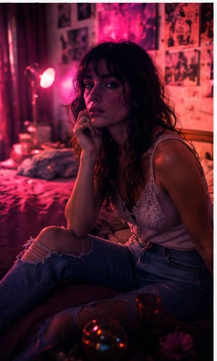 Dual portrait representation of alternative soul artist anaiis.