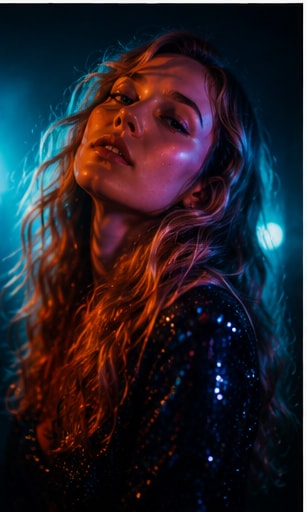 Neon lit portrait artwork for Lizzie Hosking's dark-pop single unforgettable.