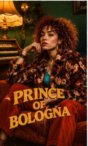 Lava La Rue sitting next to an organ under a lamp with text 'PRINCE OF BOLOGNA'.