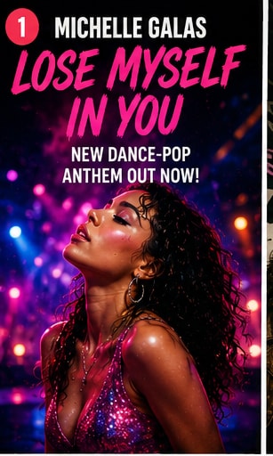 Michelle Galas performing under colourful club lights for Lose Myself in You.