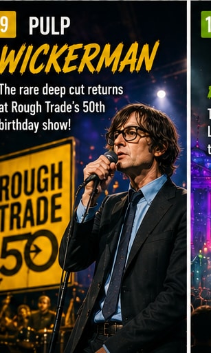 Jarvis Cocker of Pulp performing live at London's Royal Festival Hall.