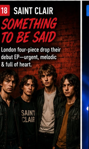 Saint Clair performing live, displaying intense, moody alternative-rock chemistry.