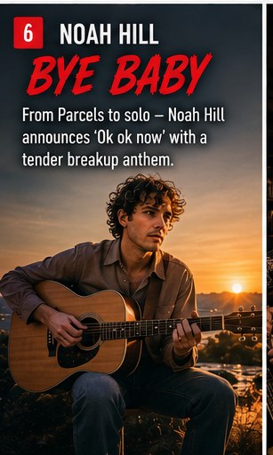 Noah Hill sitting on a stool with an acoustic guitar in a warm studio environment.