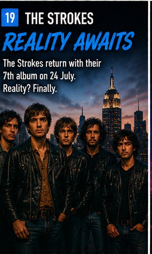 The Strokes playing on a massive festival stage with cool visual production.