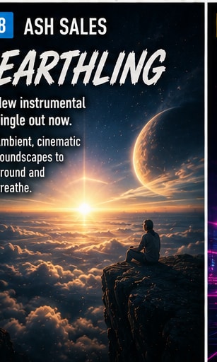 Ash Sales performing ambient instrumental music with guitars and synthesizers.