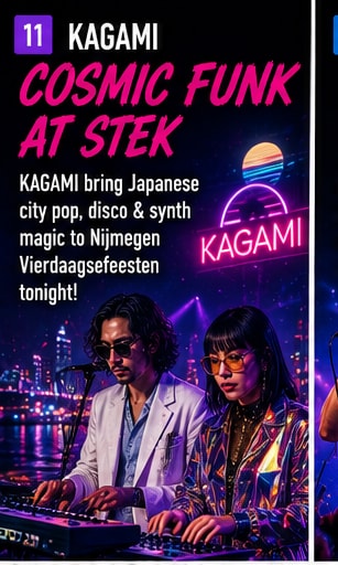 KAGAMI performing live synth-funk at Nijmegen's waterfront.
