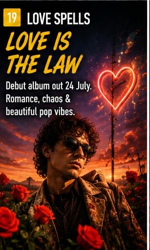 Sir Taegan Harris of Love Spells performing alt-pop.