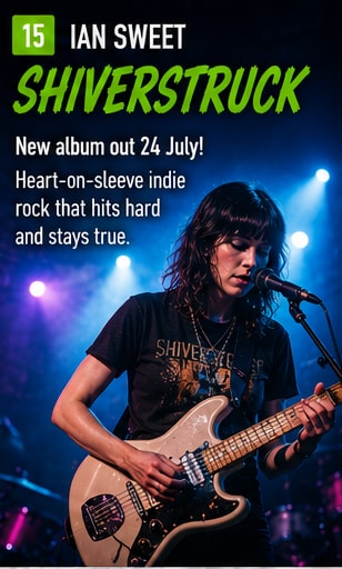 Jilian Medford of IAN SWEET performing indie rock album Shiverstruck.