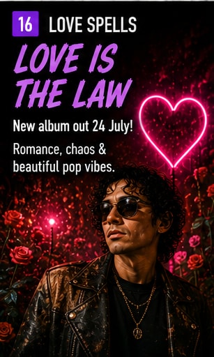 Sir Taegan Harris of Love Spells debuting album Love Is the Law.