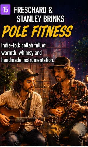 Freschard and Stanley Brinks playing acoustic instruments in Berlin.