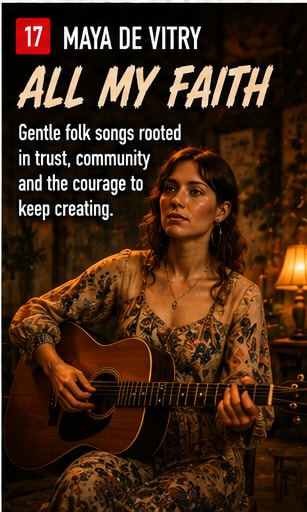 Maya de Vitry with acoustic guitar in Nashville studio.