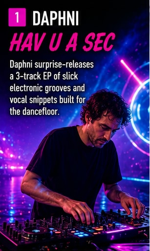 Daphni hav u a sec EP cover art and electronic dance music production setup.