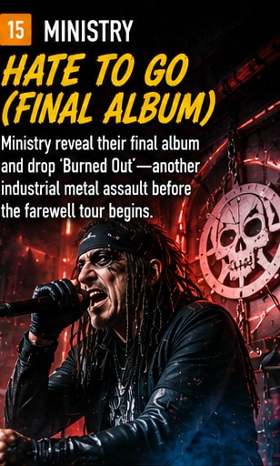 Ministry performing intense industrial rock live on stage.