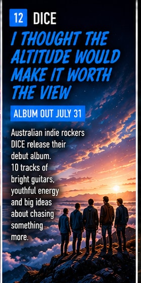 DICE performing bright guitar-led indie rock live in concert.