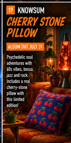Knowsum performing vintage psychedelic soul with analogue instruments and warm lighting.