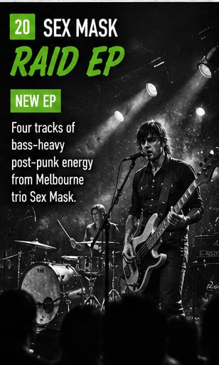 Sex Mask performing intense bass-heavy post-punk live in Melbourne venue.