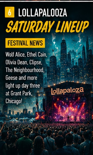 Lollapalooza main stage crowd and performers in Chicago's Grant Park.