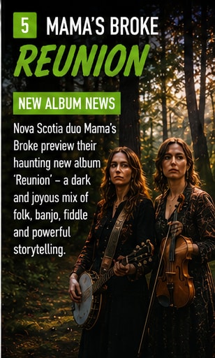Mama's Broke performing acoustic folk music with banjo and fiddle.