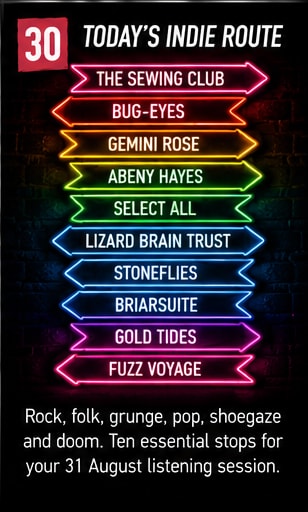 Today's Indie Route roadmap linking 10 essential discoveries across New Zealand, the US, UK, and Australia.