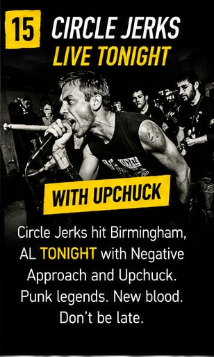 Upchuck lead singer KT commanding the stage during a frenetic punk performance.