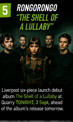 Liverpool post-punk band Rongorongo gathered in a moody basement rehearsal space.