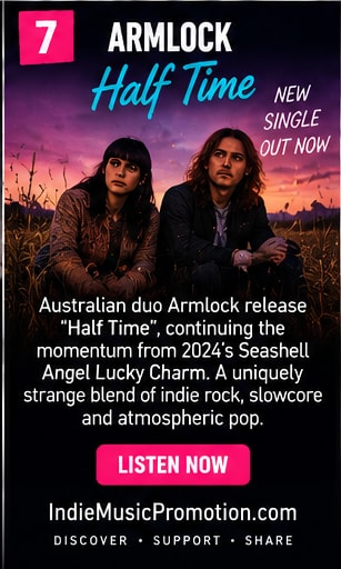 Armlock duo looking forward in a rural sunset meadow for Half Time.