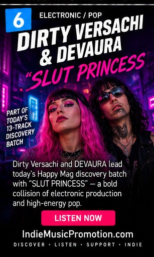 Dirty Versachi and DEVAURA in neon purple club lighting for SLUT PRINCESS.
