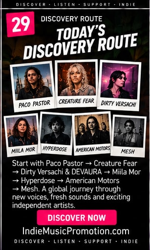Grid of featured new artists for Today's Discovery Route.