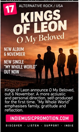 Kings of Leon silhouetted at sunset for the O My Beloved album announcement.