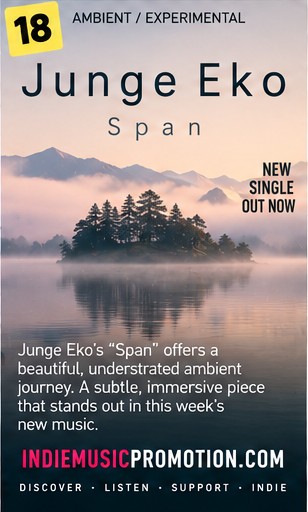Misty mountain landscape at sunset for Junge Eko's ambient single Span.