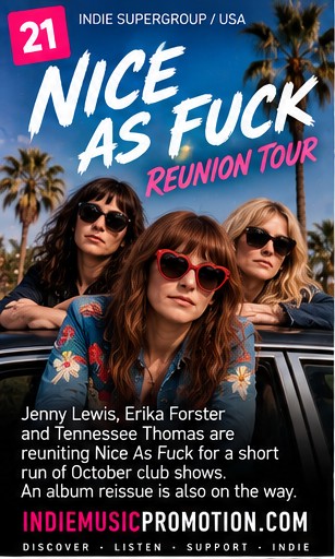 Jenny Lewis, Erika Forster, and Tennessee Thomas in sunglasses for Nice As Fuck Reunion Tour.