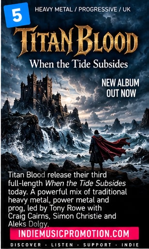 Titan Blood When the Tide Subsides fantasy landscape with cloaked warrior overlooking a coastal castle.
