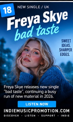Freya Skye in bold streetwear under studio spotlight for single bad taste.