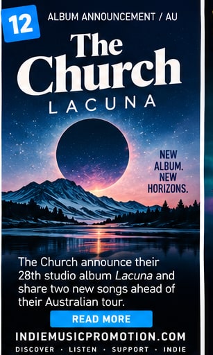 Cosmic eclipse over mountain lake landscape representing The Church Lacuna album.