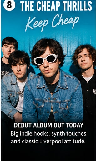 The Cheap Thrills Liverpool quartet with sunglasses and denim jackets for Keep Cheap.